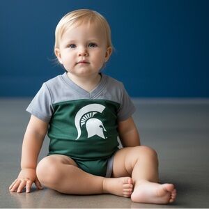 Michigan State Spartans Baby Jersey Onesie Green/Gray Size 12M EUC